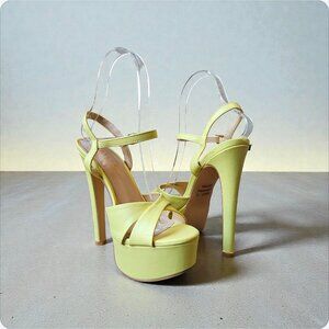 Light Yellow Strappy Platform Heels Stiletto Heel Platform